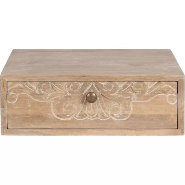 imageKate and Laurel Mirza Transitional Solid Wood Floating Side Table with PullOut Storage Drawer 18x12x6 Natural