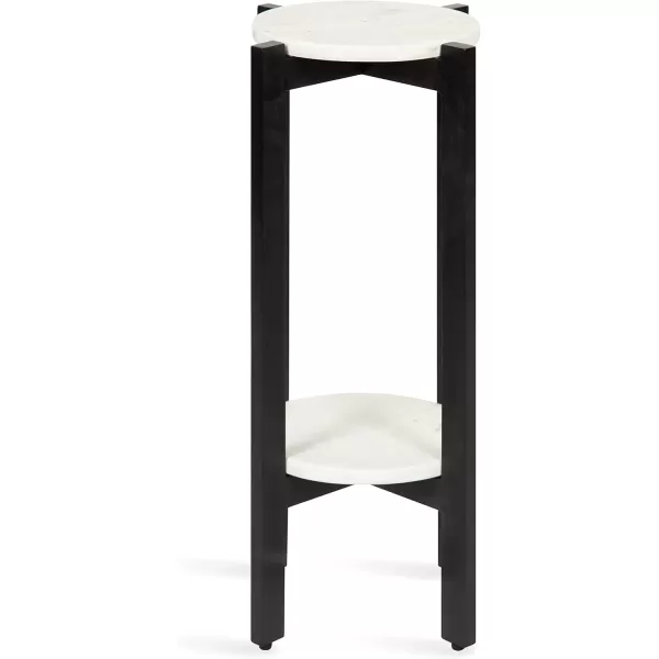 imageKate and Laurel Moxley Modern Marble Side Table 12 x 12 x 24 Natural and White Round TwoTier End Table for Storage and DisplayBlack
