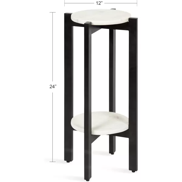 imageKate and Laurel Moxley Modern Marble Side Table 12 x 12 x 24 Natural and White Round TwoTier End Table for Storage and DisplayBlack