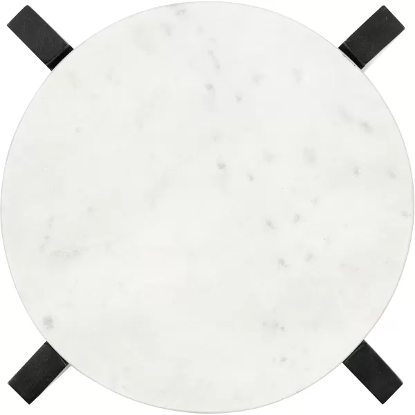 imageKate and Laurel Moxley Modern Marble Side Table 12 x 12 x 24 Natural and White Round TwoTier End Table for Storage and DisplayBlack