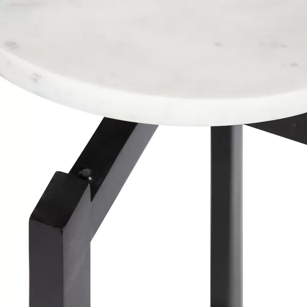 imageKate and Laurel Moxley Modern Marble Side Table 12 x 12 x 24 Natural and White Round TwoTier End Table for Storage and DisplayBlack