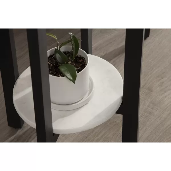 imageKate and Laurel Moxley Modern Marble Side Table 12 x 12 x 24 Natural and White Round TwoTier End Table for Storage and DisplayBlack