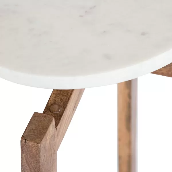 imageKate and Laurel Moxley Modern Marble Side Table 12 x 12 x 24 Natural and White Round TwoTier End Table for Storage and DisplayNatural