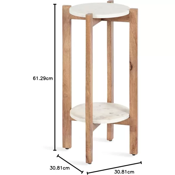 imageKate and Laurel Moxley Modern Marble Side Table 12 x 12 x 24 Natural and White Round TwoTier End Table for Storage and DisplayNatural