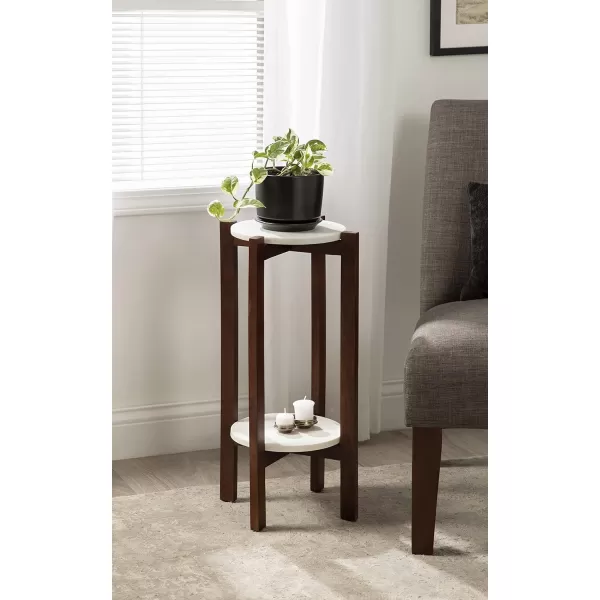imageKate and Laurel Moxley Modern Marble Side Table 12 x 12 x 24 Natural and White Round TwoTier End Table for Storage and DisplayWalnut Brown