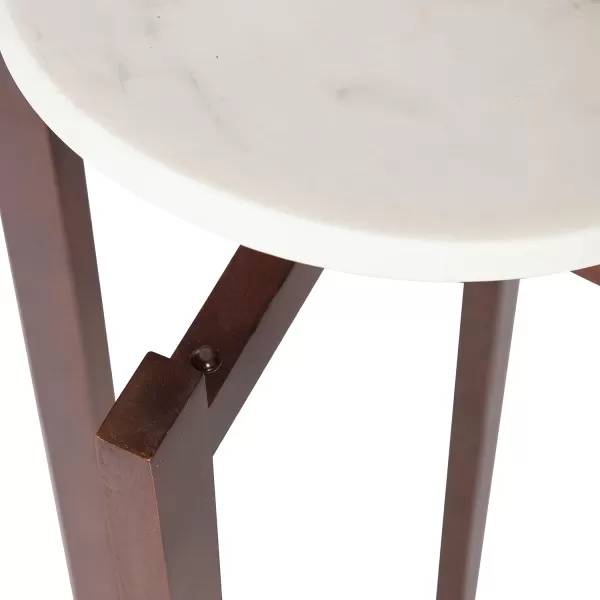 imageKate and Laurel Moxley Modern Marble Side Table 12 x 12 x 24 Natural and White Round TwoTier End Table for Storage and DisplayWalnut Brown