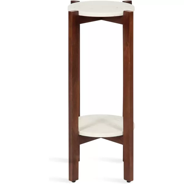 imageKate and Laurel Moxley Modern Marble Side Table 12 x 12 x 24 Natural and White Round TwoTier End Table for Storage and DisplayWalnut Brown