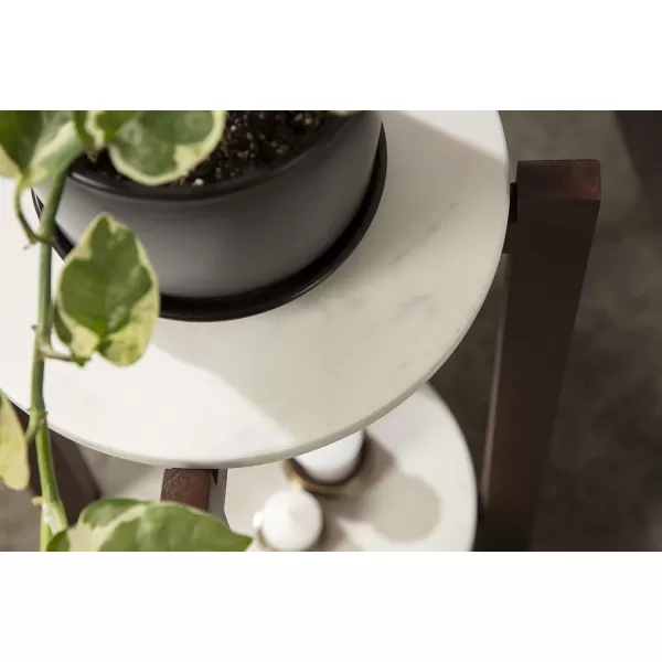 imageKate and Laurel Moxley Modern Marble Side Table 12 x 12 x 24 Natural and White Round TwoTier End Table for Storage and DisplayWalnut Brown
