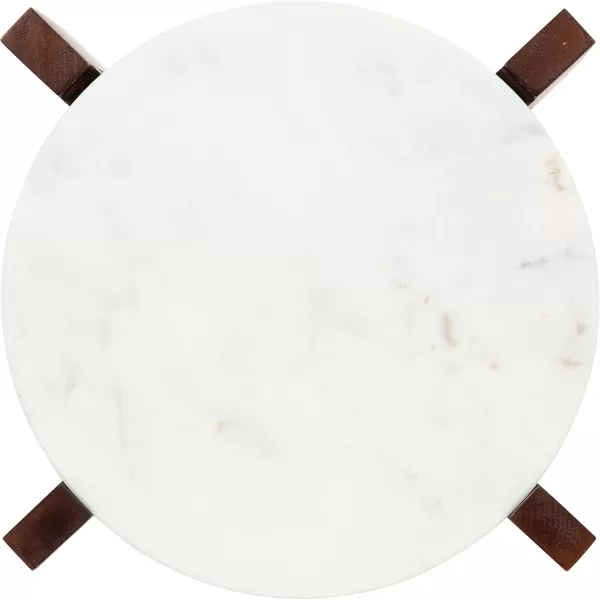 imageKate and Laurel Moxley Modern Marble Side Table 12 x 12 x 24 Natural and White Round TwoTier End Table for Storage and DisplayWalnut Brown