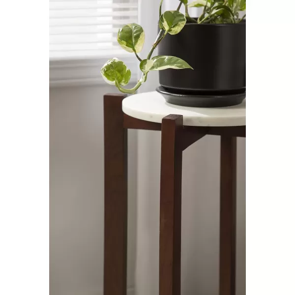 imageKate and Laurel Moxley Modern Marble Side Table 12 x 12 x 24 Natural and White Round TwoTier End Table for Storage and DisplayWalnut Brown