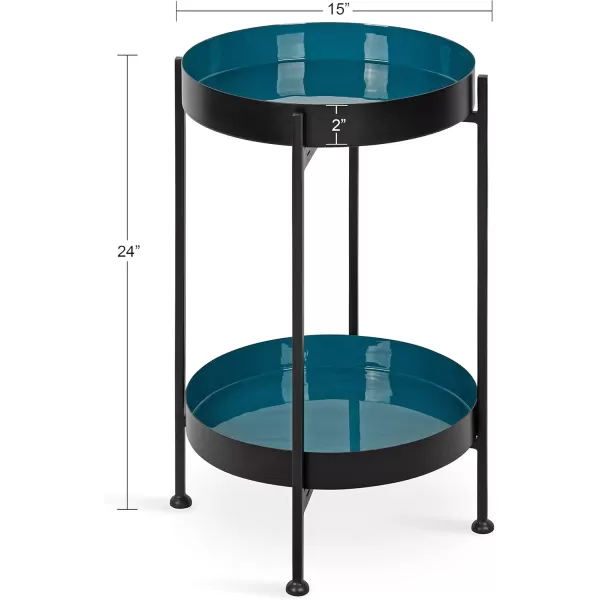 imageKate and Laurel Nira TwoTiered MidCentury Side Table 15quot x 15quot x 24quot Gray and Gold Chic Modern End Table for Storage and DecorBlackTeal