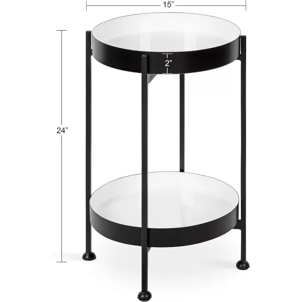 imageKate and Laurel Nira TwoTiered MidCentury Side Table 15quot x 15quot x 24quot Gray and Gold Chic Modern End Table for Storage and DecorBlackWhite