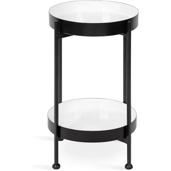 imageKate and Laurel Nira TwoTiered MidCentury Side Table 15quot x 15quot x 24quot Gray and Gold Chic Modern End Table for Storage and DecorBlackWhite