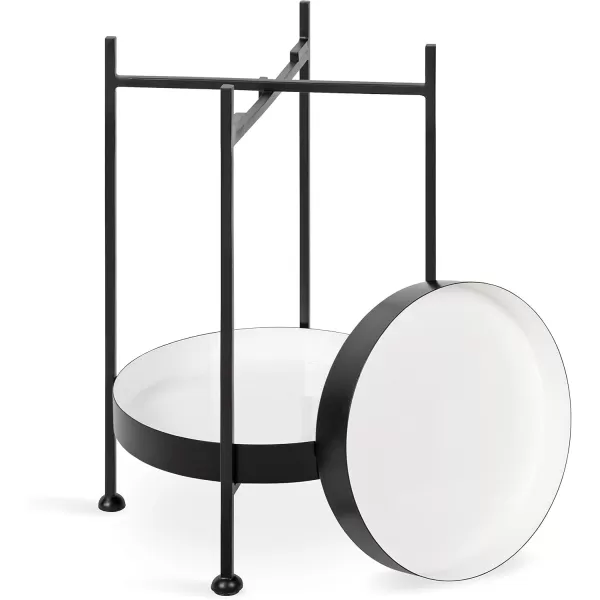 imageKate and Laurel Nira TwoTiered MidCentury Side Table 15quot x 15quot x 24quot Gray and Gold Chic Modern End Table for Storage and DecorBlackWhite