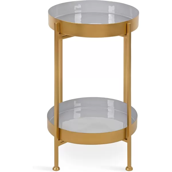 imageKate and Laurel Nira TwoTiered MidCentury Side Table 15quot x 15quot x 24quot Gray and Gold Chic Modern End Table for Storage and DecorGoldGray