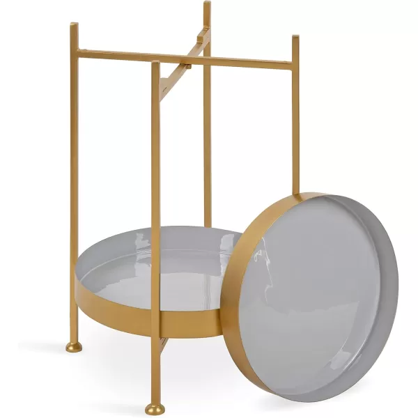 imageKate and Laurel Nira TwoTiered MidCentury Side Table 15quot x 15quot x 24quot Gray and Gold Chic Modern End Table for Storage and DecorGoldGray