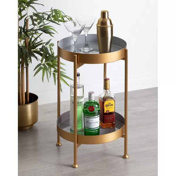 imageKate and Laurel Nira TwoTiered MidCentury Side Table 15quot x 15quot x 24quot Gray and Gold Chic Modern End Table for Storage and DecorGoldGray