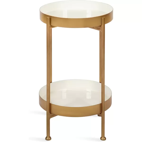 imageKate and Laurel Nira TwoTiered MidCentury Side Table 15quot x 15quot x 24quot Gray and Gold Chic Modern End Table for Storage and DecorWhite and Gold