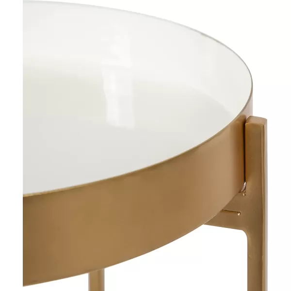 imageKate and Laurel Nira TwoTiered MidCentury Side Table 15quot x 15quot x 24quot Gray and Gold Chic Modern End Table for Storage and DecorWhite and Gold
