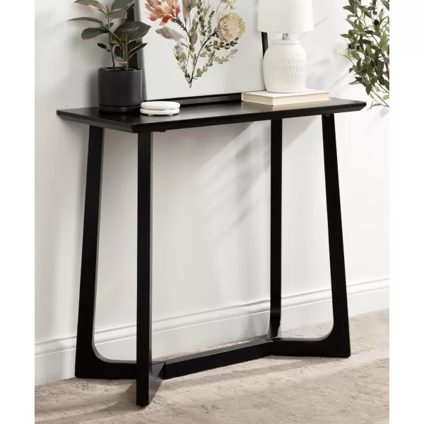 imageKate and Laurel Olivant Modern Rectangle Wood Console Table 32 x 15 x 30 White and Walnut Brown Decorative Geometric TwoTone Entryway Table for Use as a Functional Living Room TableBlack