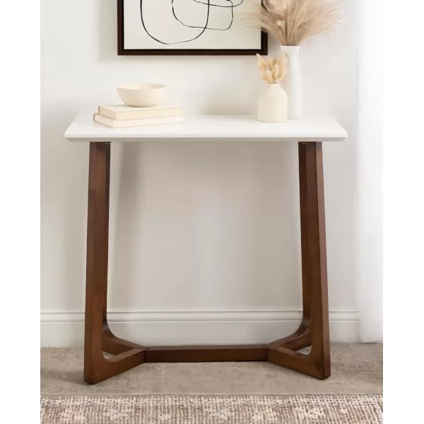 imageKate and Laurel Olivant Modern Rectangle Wood Console Table 32 x 15 x 30 White and Walnut Brown Decorative Geometric TwoTone Entryway Table for Use as a Functional Living Room TableWhiteWalnut Brown