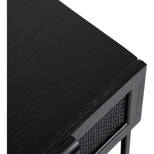 imageKate and Laurel Ori Modern Cane Rectangle Side Table 18 x 15 x 24 Black Versatile Rattan Living Room End Table with Drawer for Storage and Home Decor