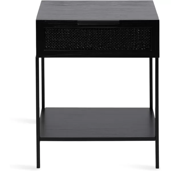 imageKate and Laurel Ori Modern Cane Rectangle Side Table 18 x 15 x 24 Black Versatile Rattan Living Room End Table with Drawer for Storage and Home Decor