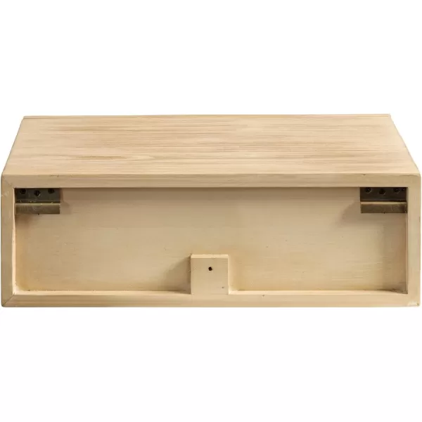 imageKate and Laurel Ori Transitional Cane Floating Side Table 18 x 13 x 6 Natural Wood Mounted Rattan Wall Shelf with Drawer for StorageNatural