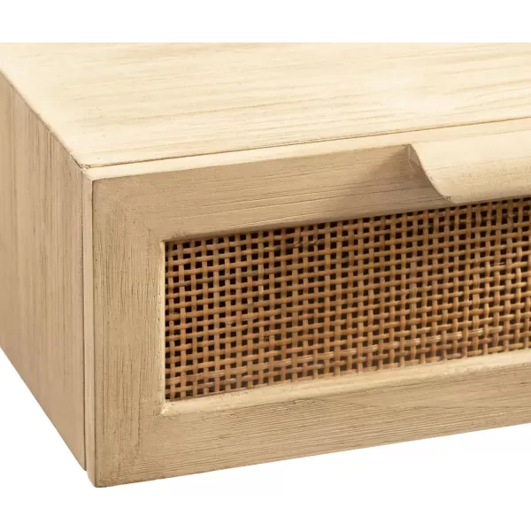imageKate and Laurel Ori Transitional Cane Rattan Floating Console Table with PullOut Storage Drawers 28x13x6 Natural