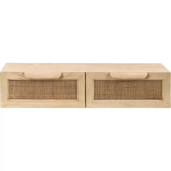 imageKate and Laurel Ori Transitional Cane Rattan Floating Console Table with PullOut Storage Drawers 28x13x6 Natural