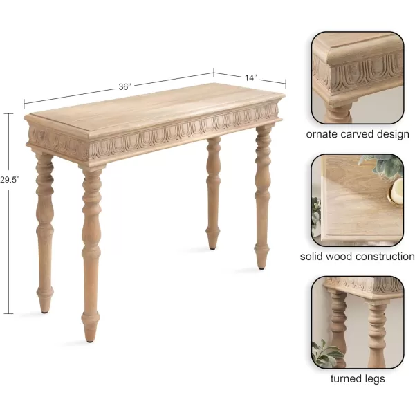 imageKate and Laurel Patresa Traditional Carved Wood Entryway Console Table with Turned Leg Design 36x14x30 Brown