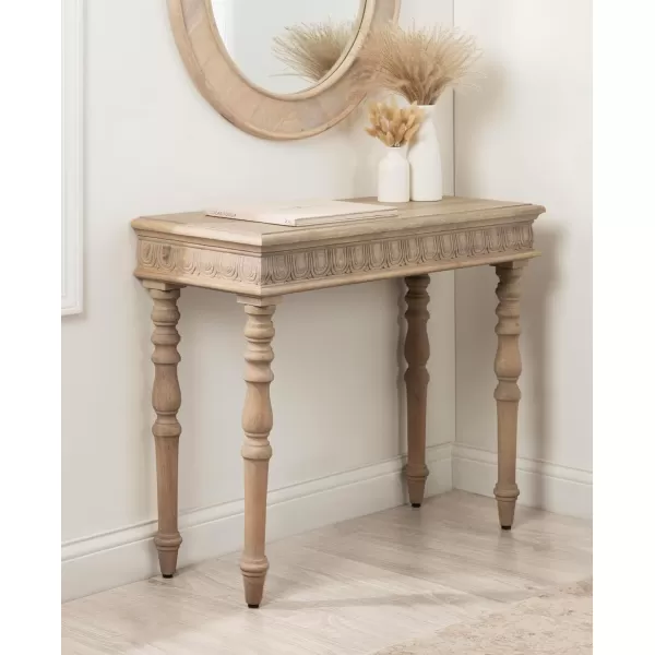 imageKate and Laurel Patresa Traditional Carved Wood Entryway Console Table with Turned Leg Design 36x14x30 Brown
