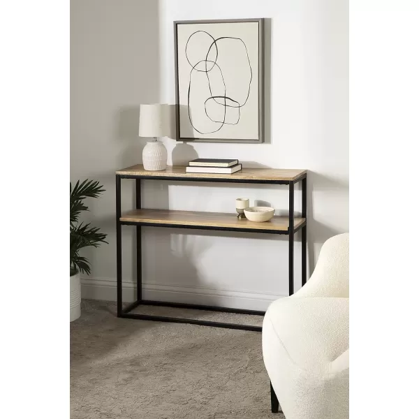 imageKate and Laurel Quarles Wood and Metal Console Table 36x10x30 NaturalBlackNaturalBlack