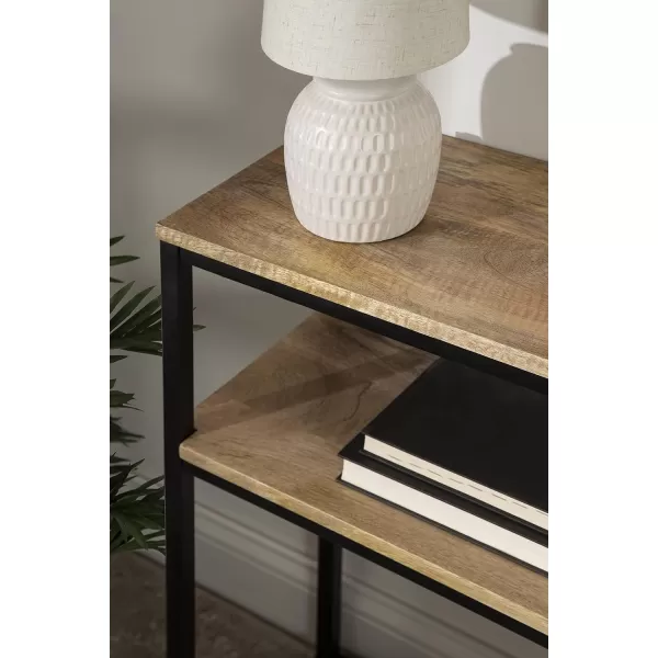 imageKate and Laurel Quarles Wood and Metal Console Table 36x10x30 NaturalBlackNaturalBlack