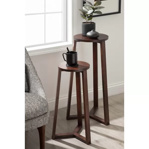 imageKate and Laurel Rioux Round Wood Nesting Tables 2 Piece Walnut BrownWalnut Brown