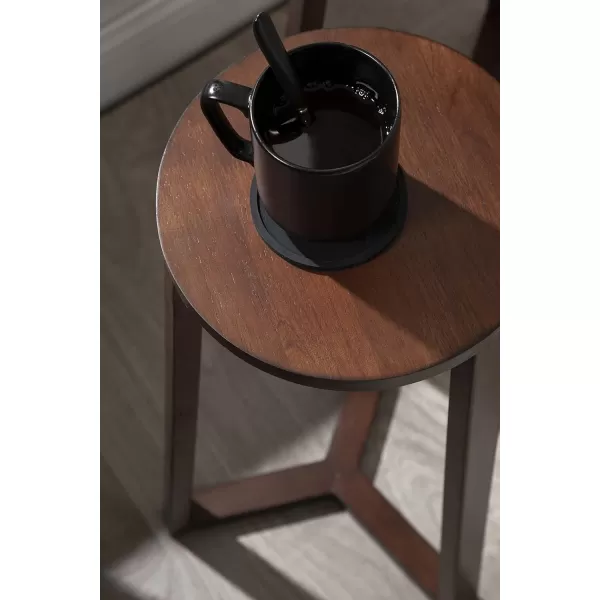 imageKate and Laurel Rioux Round Wood Nesting Tables 2 Piece Walnut BrownWalnut Brown