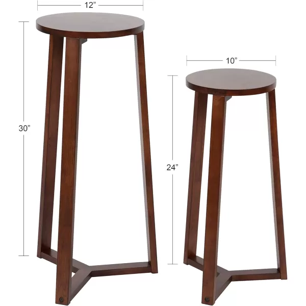 imageKate and Laurel Rioux Round Wood Nesting Tables 2 Piece Walnut BrownWalnut Brown