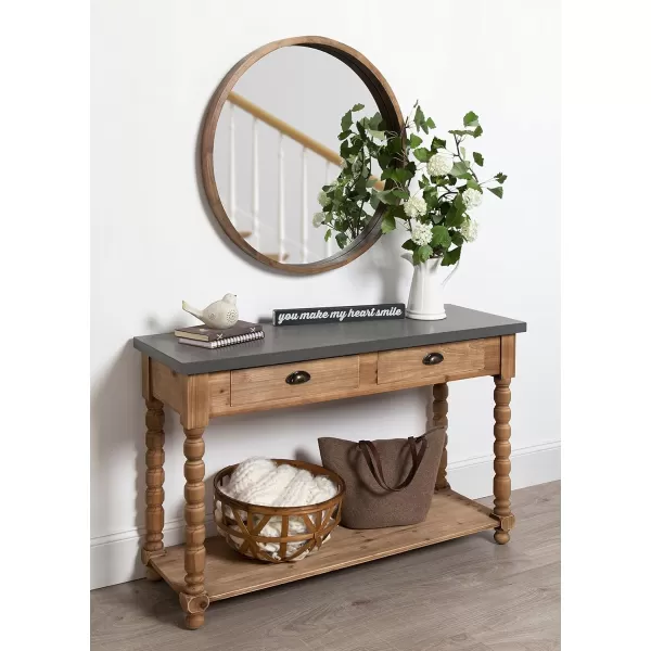 imageKate and Laurel Rutledge Farmhouse Chic Two Drawer Console Table Rustic Wood Base and Concrete Gray TopConsole Table