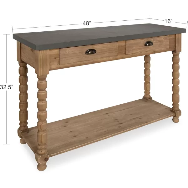 imageKate and Laurel Rutledge Farmhouse Chic Two Drawer Console Table Rustic Wood Base and Concrete Gray TopConsole Table