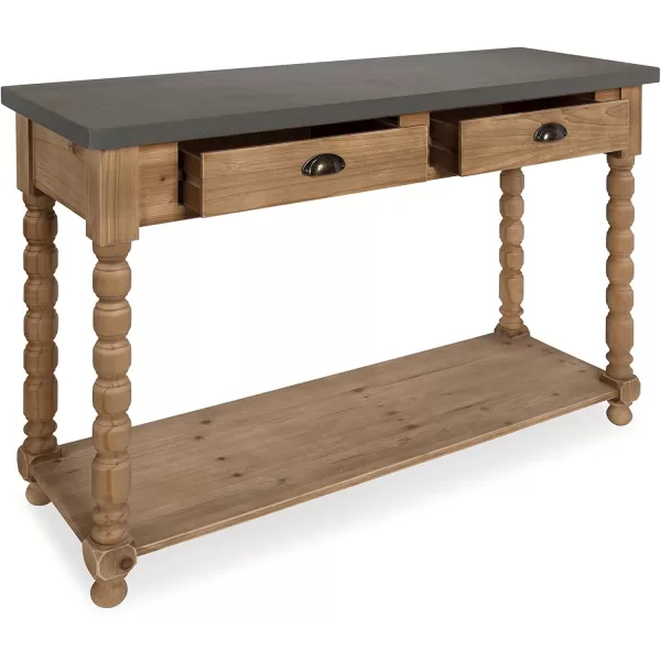 imageKate and Laurel Rutledge Farmhouse Chic Two Drawer Console Table Rustic Wood Base and Concrete Gray TopConsole Table