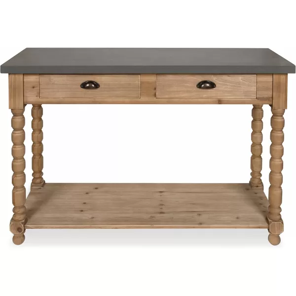 imageKate and Laurel Rutledge Farmhouse Chic Two Drawer Console Table Rustic Wood Base and Concrete Gray TopConsole Table