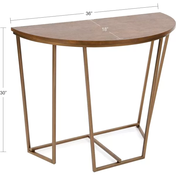 imageKate and Laurel Solvay MidCentury Console Table 36 x 18 x 2975 Walnut Brown and Gold Sophisticated Modern Table for Storage and Display