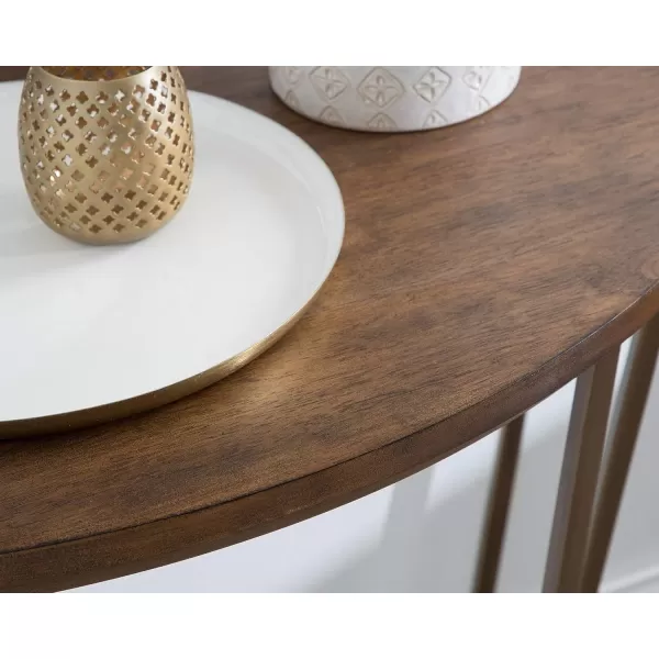 imageKate and Laurel Solvay MidCentury Console Table 36 x 18 x 2975 Walnut Brown and Gold Sophisticated Modern Table for Storage and Display