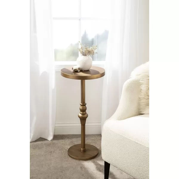 imageKate and Laurel Stratton Rustic Pedestal Table 12quot x 12quot x 26quot Rustic Caramel and Black Decorative Pedestal Table for Smaller Living AreasGold