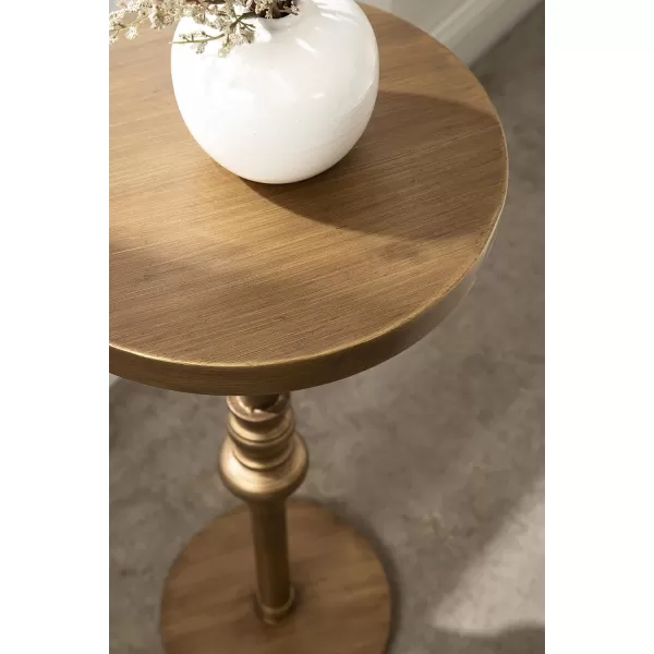 imageKate and Laurel Stratton Rustic Pedestal Table 12quot x 12quot x 26quot Rustic Caramel and Black Decorative Pedestal Table for Smaller Living AreasGold