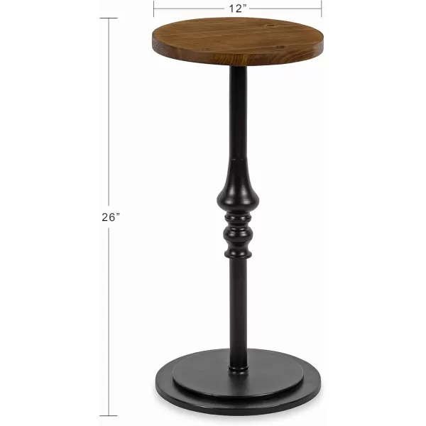 imageKate and Laurel Stratton Rustic Pedestal Table 12quot x 12quot x 26quot Rustic Caramel and Black Decorative Pedestal Table for Smaller Living AreasRustic BrownBlack
