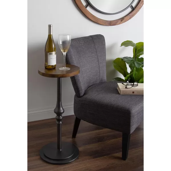 imageKate and Laurel Stratton Rustic Pedestal Table 12quot x 12quot x 26quot Rustic Caramel and Black Decorative Pedestal Table for Smaller Living AreasRustic BrownBlack