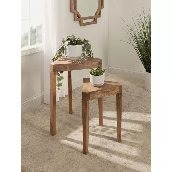 imageKate and Laurel Talcott Decorative Modern Solid Wood Bedroom Nightstand Tables for Storage and Display 2 Piece Natural 2 CountNatural