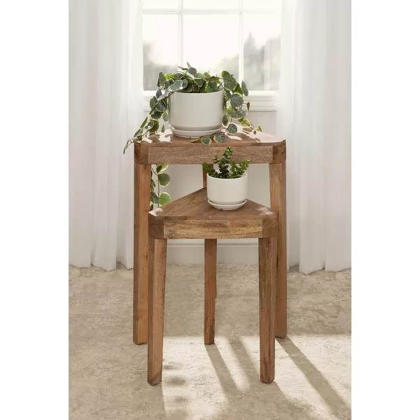 imageKate and Laurel Talcott Decorative Modern Solid Wood Bedroom Nightstand Tables for Storage and Display 2 Piece Natural 2 CountNatural