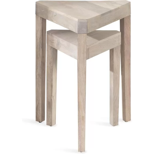 imageKate and Laurel Talcott Decorative Modern Solid Wood Bedroom Nightstand Tables for Storage and Display 2 Piece Natural 2 CountWhite